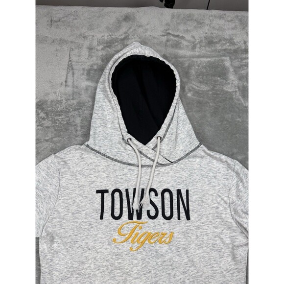 Towson Tigers Hoodie Women’s Large Gray Black Color Block Embroidered Colosseum - Picture 2 of 8